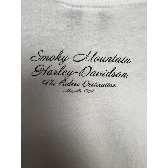 Harley Davidson Shirt Women Medium White Smoky Mountain Graphic Tee Bravado - Picture 5 of 7
